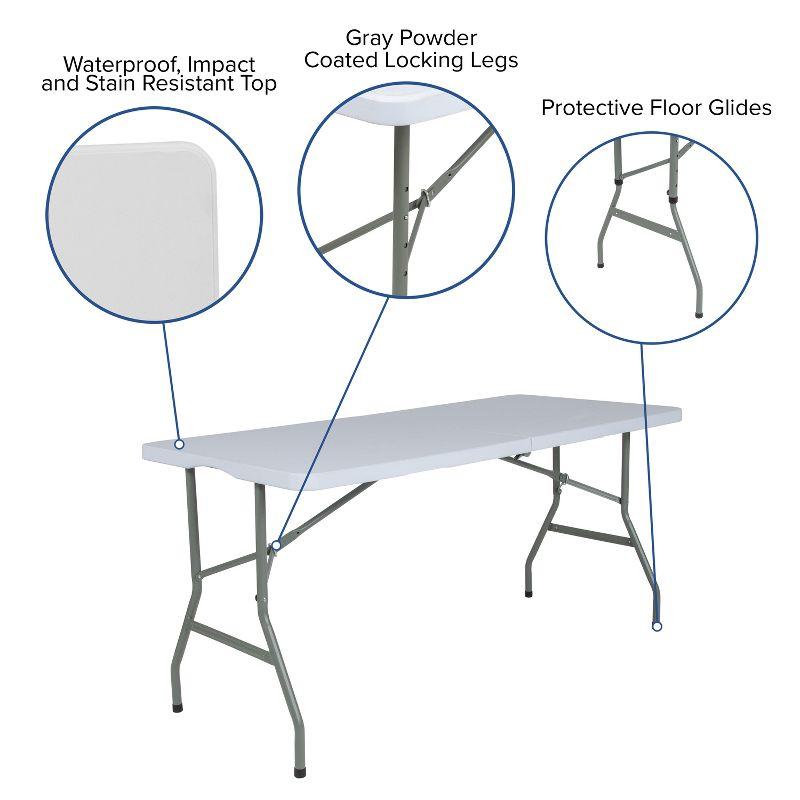 Flash Furniture Parker 4.97-Foot Bi-Fold Plastic Folding Table with Handle - Event Table
