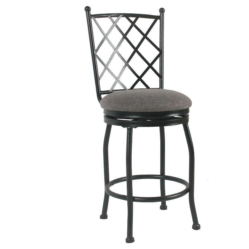 Tristan 24" Swivel Counter Stool in Black Metal with Gray Cushion