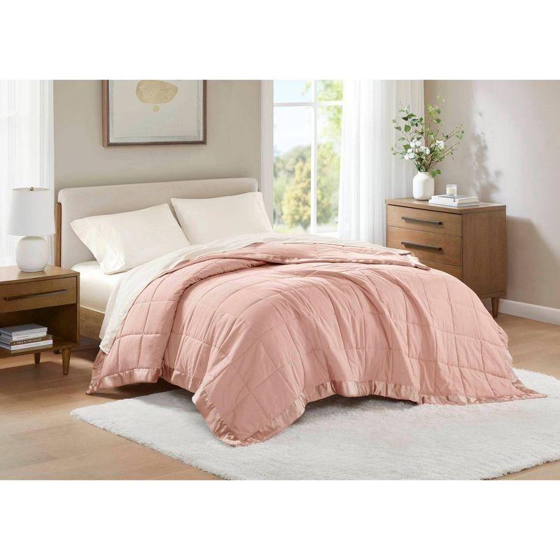 Lightweight Down Alternative Blanket with Satin Trim