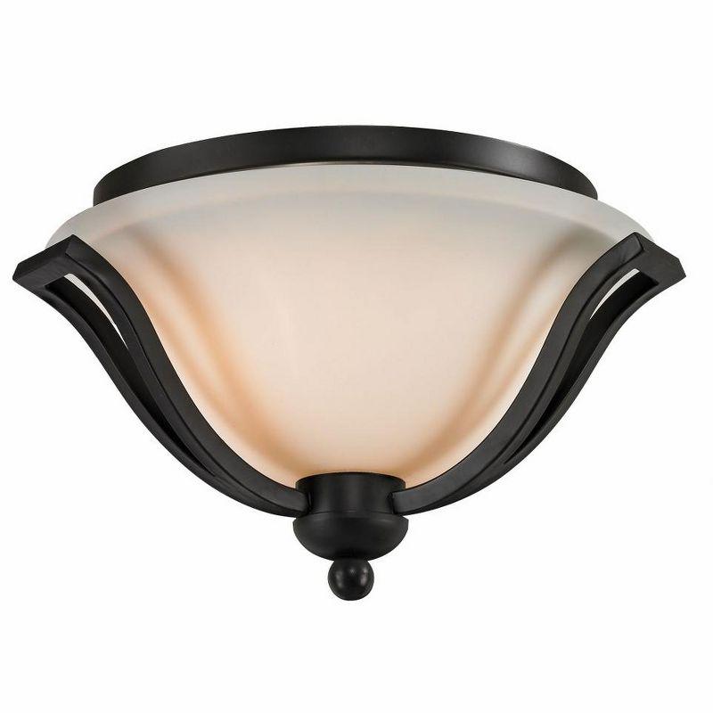 Lagoon Matte Black 15" Flush Mount with Matte Opal Shade