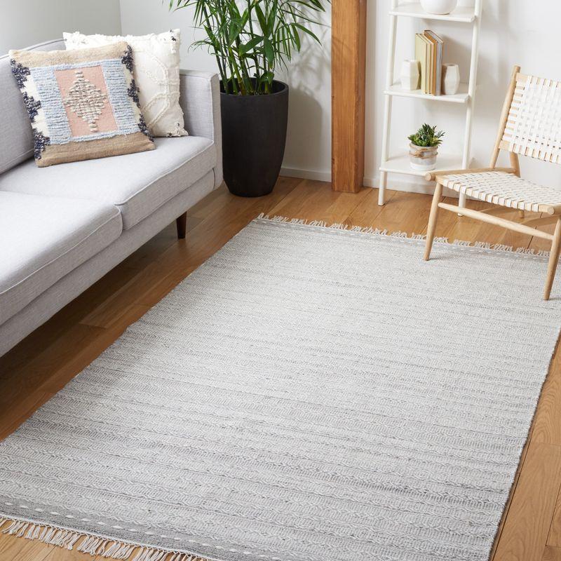 Gray and Ivory Striped Wool and Synthetic 3' x 5' Area Rug