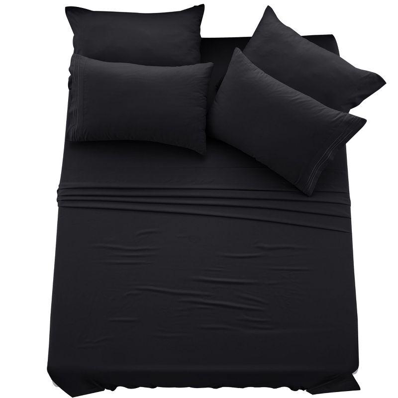 California King Black Microfiber Embroidered Deep Pocket Sheet Set