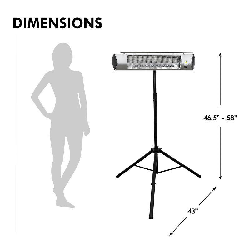 Kenmore Carbon Infrared 1500W Electric Patio Heater with Tripod & Remote Silver: Indoor/Outdoor Use, 130 Sq Ft Coverage