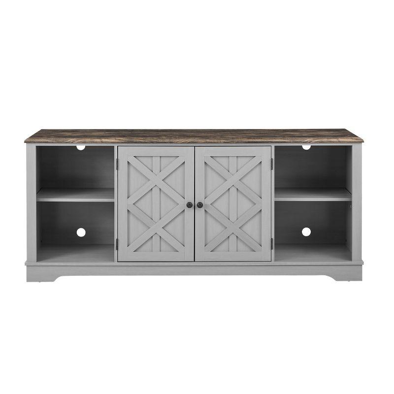 TV Stand for TVs up to 78" Gray - Home Essentials: Swing Doors, Open Shelf, Cable Management
