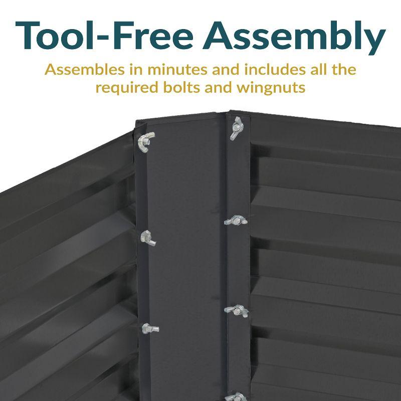 Sunnydaze Galvanized Steel Hexagon-Shaped Raised Garden Bed - Gray