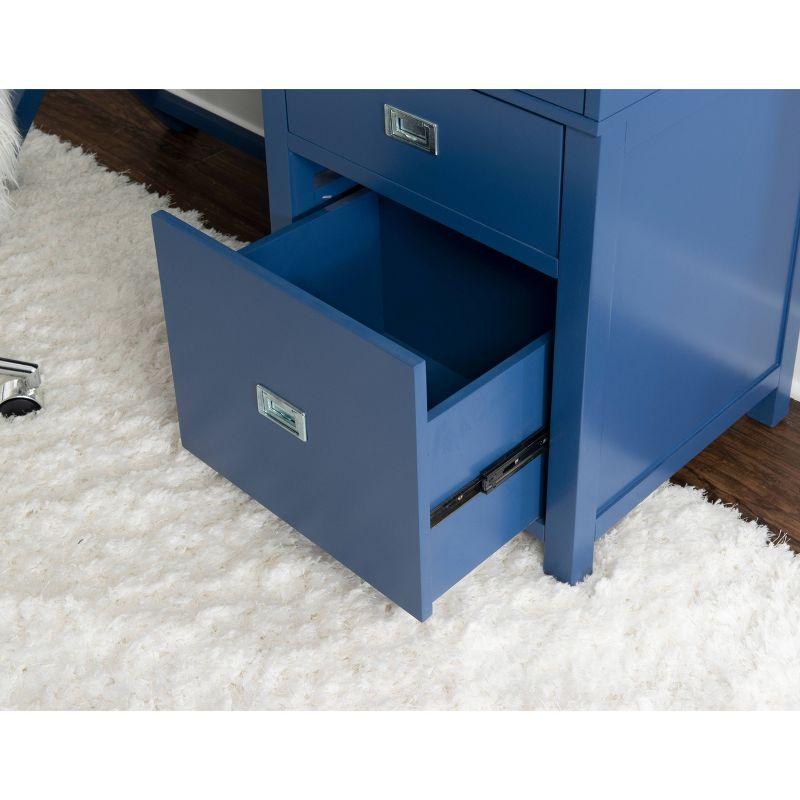 Peggy Transitional Campaign Side Storage Desk Navy - Linon: With File Drawer & Ample Workspace