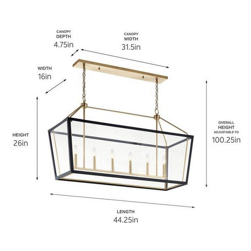 Delvin 44 Inch Champagne Bronze and Black Linear Chandelier