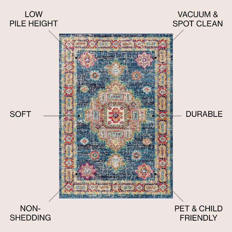 JONATHAN Y Bohemian FLAIR Boho Vintage Medallion Navy/Red 8 ft. x 10 ft. Area Rug
