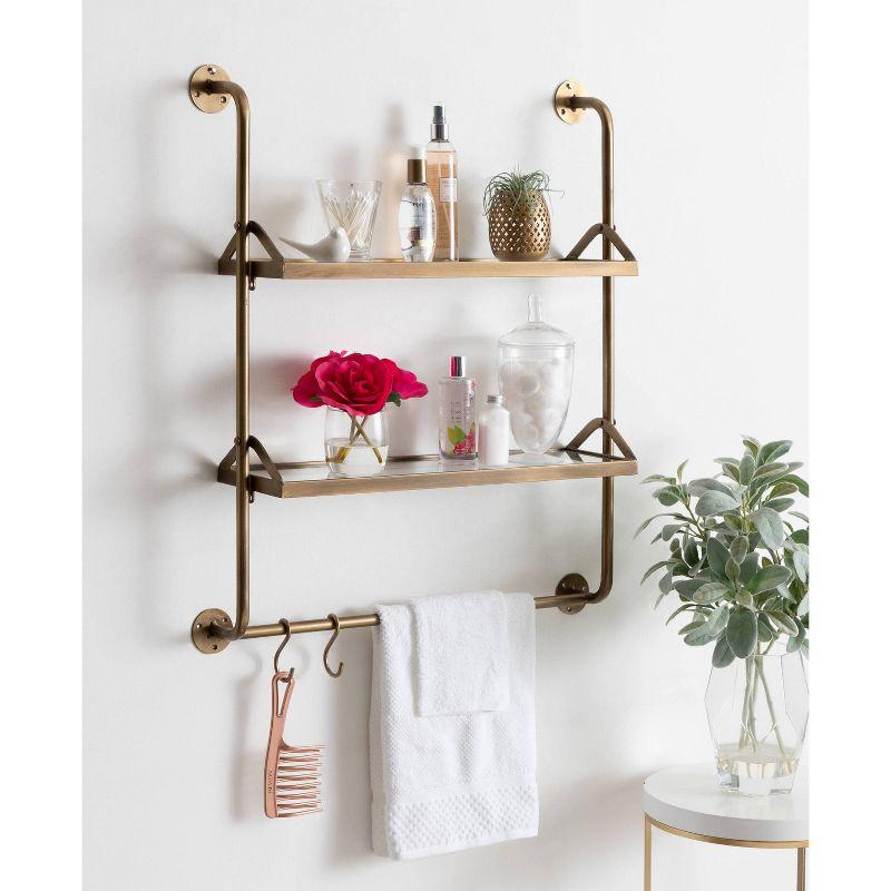 26" x 31" Marit Metal Wall Shelf Gold - Kate & Laurel All Things Decor