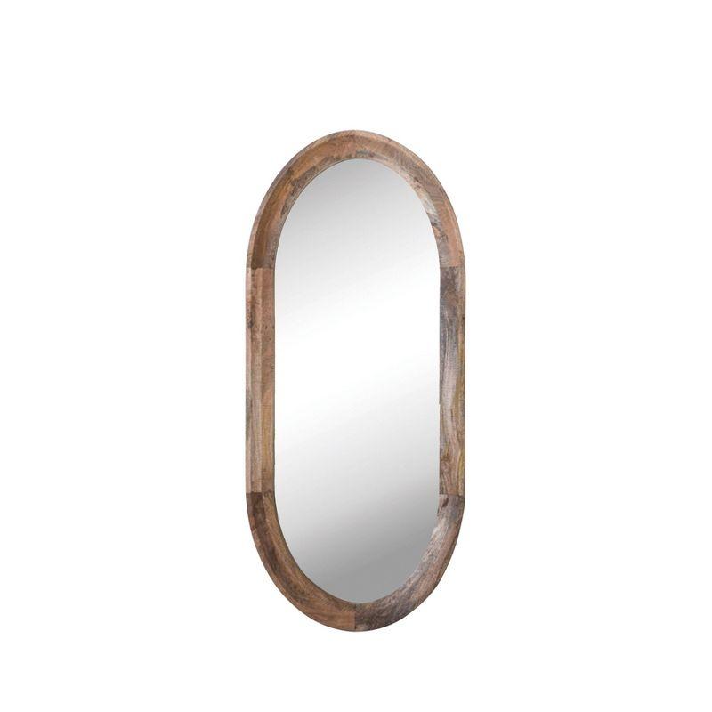 Natural Light Wood Oval Wall Mirror