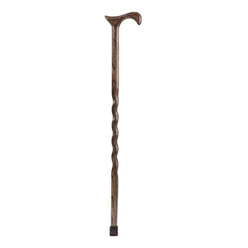 Brazos Twisted Wood Grain Wood T-Handle Cane 37 Inch Height