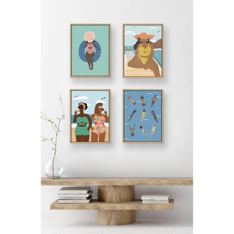 18" x 24" Sylvie Swimmers Framed Canvas by Queenbe Monyei Natural - Kate & Laurel All Things Decor