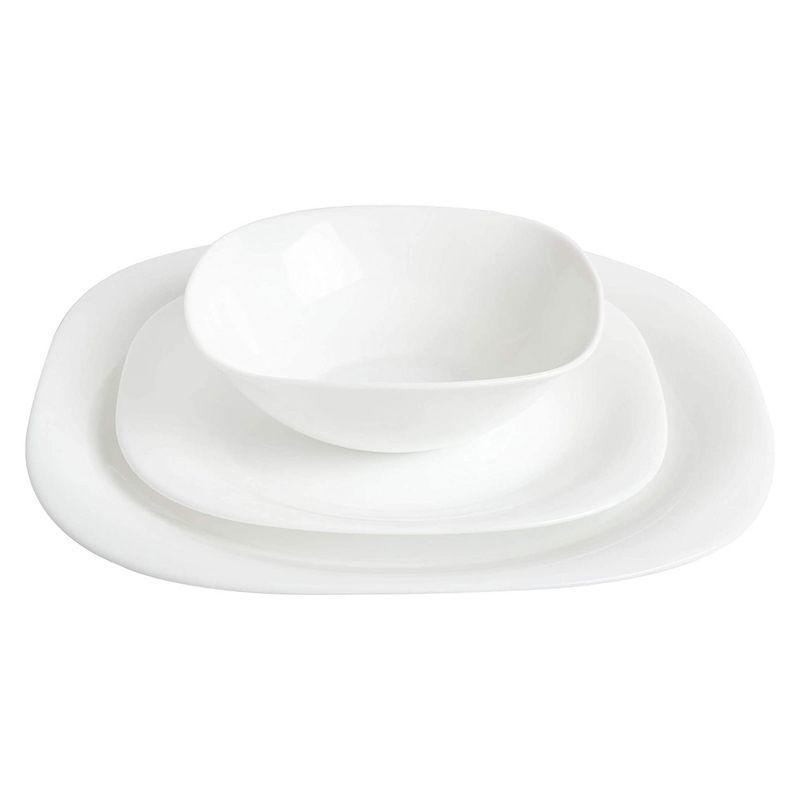 White Square Glass Dinnerware Set, Service for 6