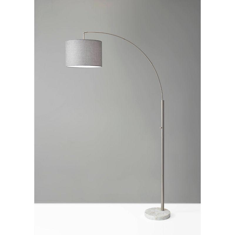 73.5" Bowery Arc Lamp Steel - Adesso: Contemporary Design, ETL Listed, Linen Shade, Metal Body