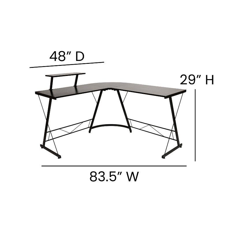 Flash Furniture L-Shaped Desk 71.5" Computer Corner Desk, Home Office Corner Desk, Gaming Desk, Space Saving, Easy to Assemble, Black/Black