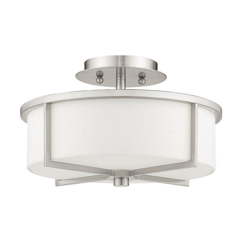 Wesley Brushed Nickel 2-Light Semi-Flush Drum Ceiling Fixture