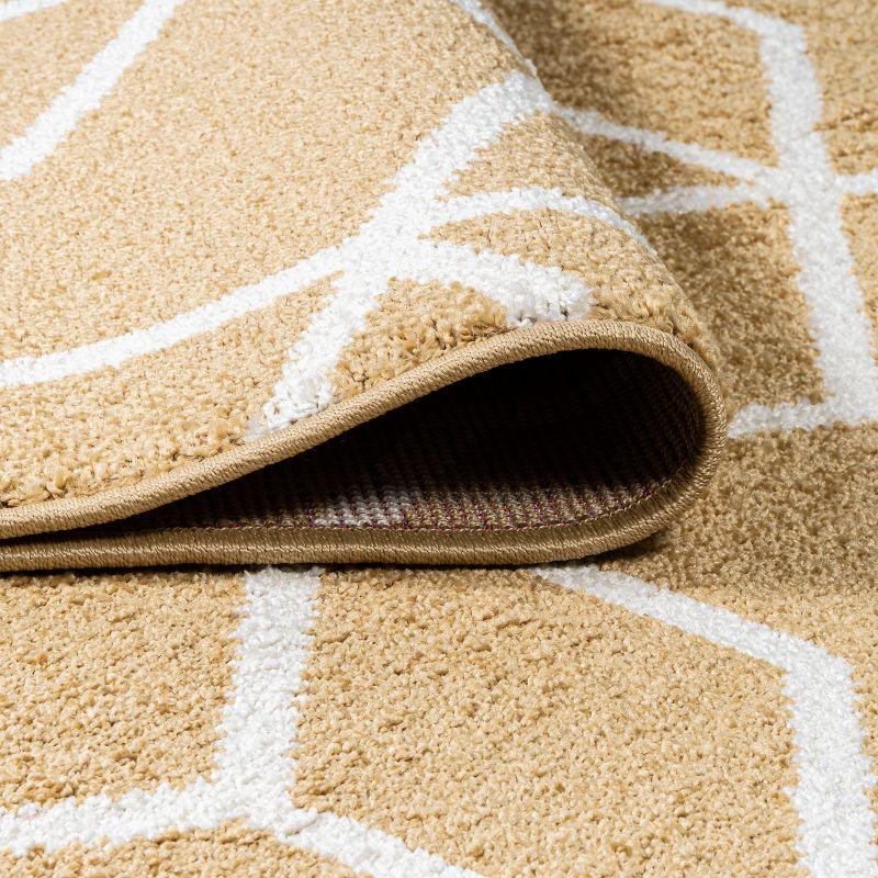 5'x8' Tumbling Blocks Modern Geometric Area Rug, Gold/White - JONATHAN Y