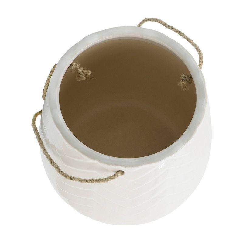 Sagebrook Home 7" Wide Chevron Ceramic Hanging Planter Pot White