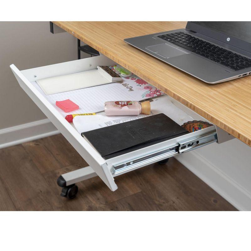 21.6" White Powder Coated Steel Sliding Under-Desk Organizer