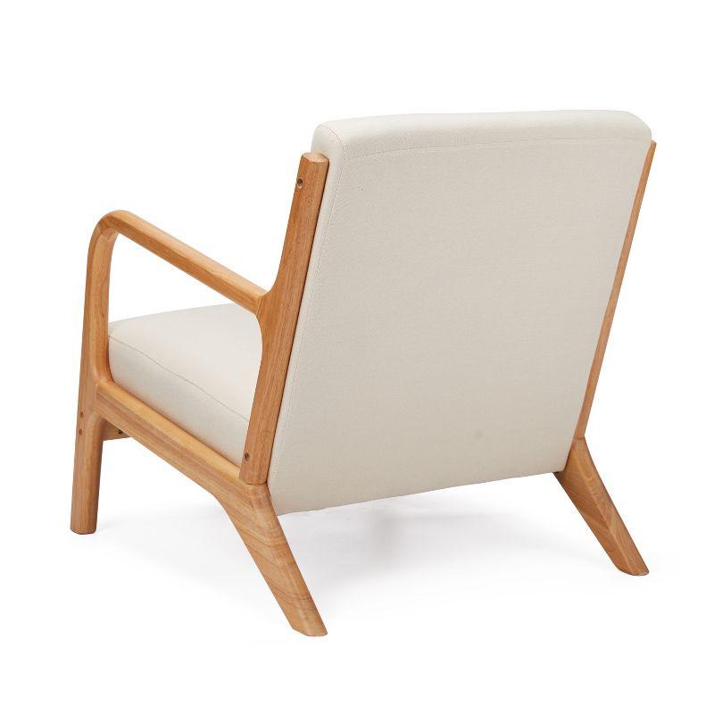 Jomeed Oak Wood Frame and Linen Upholstery Mid Century Modern Accent and Leisure Chair - Beige