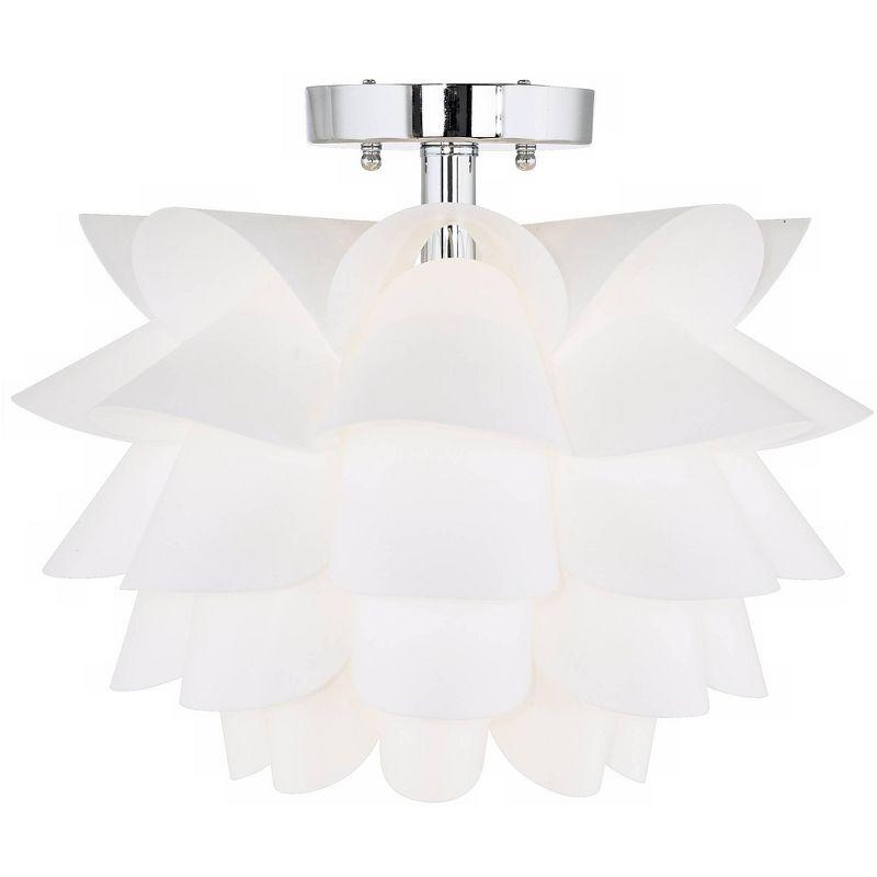 Possini Euro Design Modern Ceiling Light Semi Flush Mount Fixture 15 3/4" Wide White Flower for Bedroom Kitchen Living Room Hallway Bathroom House