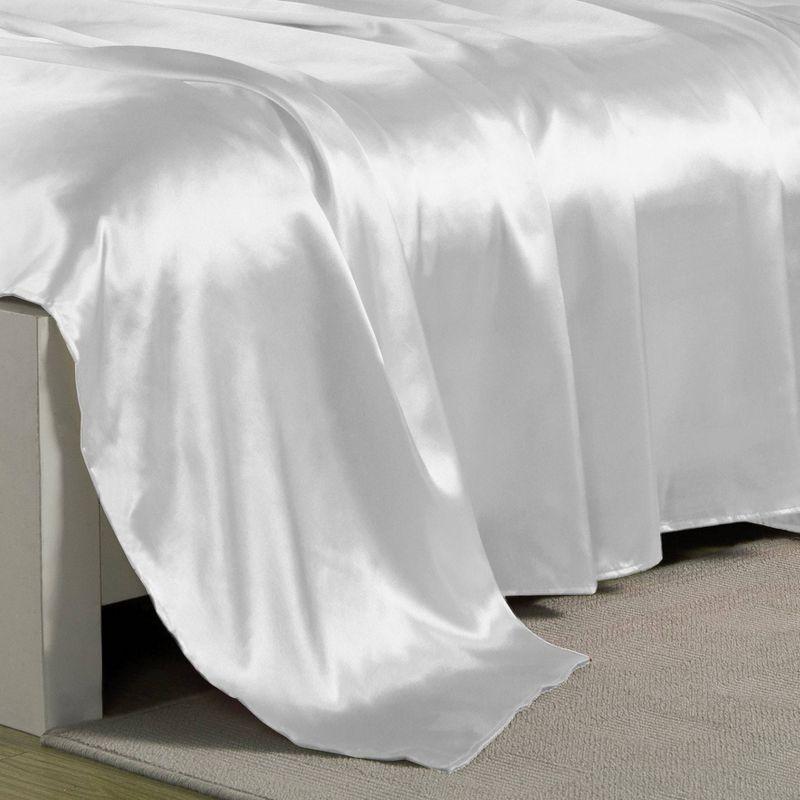 Queen Satin Sheet Set White - Belles & Whistles
