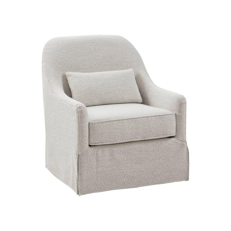 Wilmington Swivel Glider Chair Ivory/Black: Madison Park, Polyester Upholstery, Metal Legs, Foam Fill