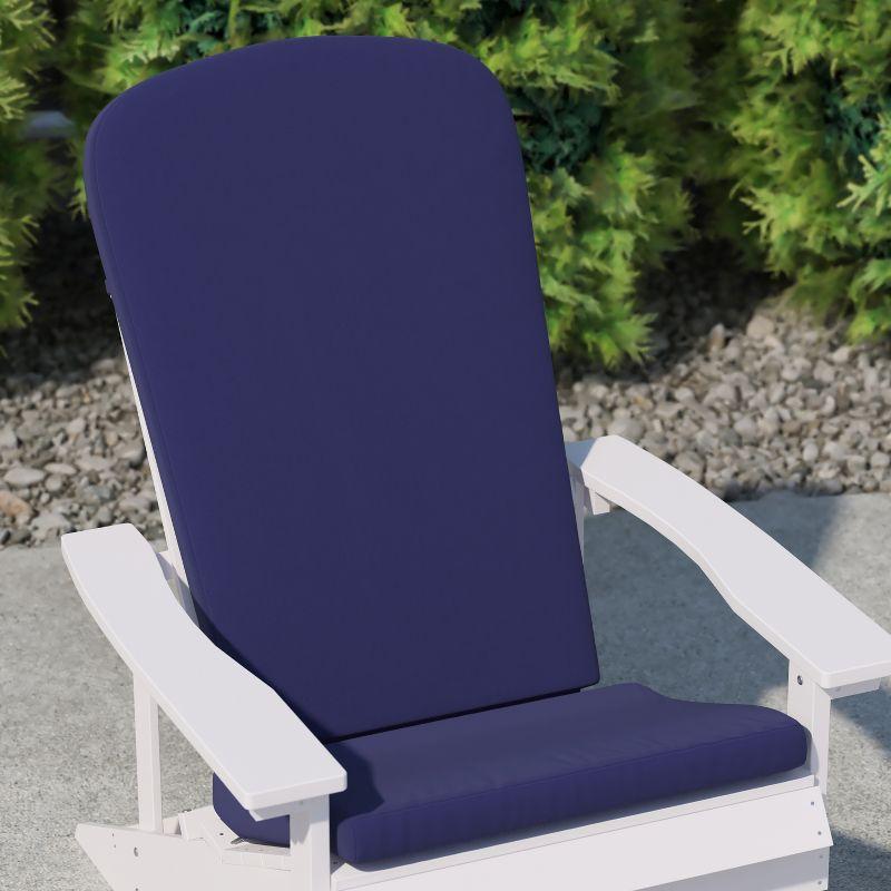 Flash Furniture Charlestown Set of 2 All Weather Indoor/Outdoor High Back Adirondack Chair Cushions, Patio Furniture Replacement Cushions - Blue