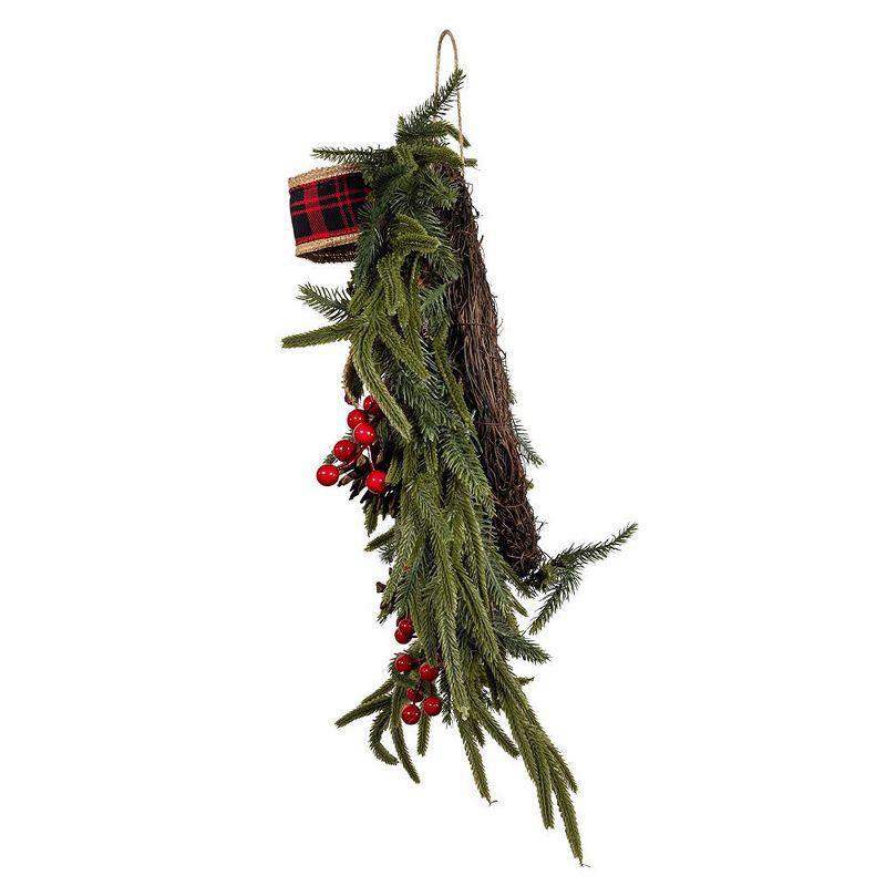 Kurt Adler 24-Inch Unlit Berries and Pinecone Rattan Wreath