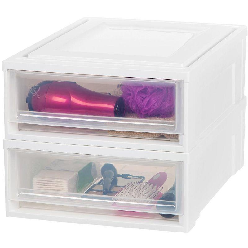 Plastic Clear Stackable Modular Shallow Storage Drawers Chest Box