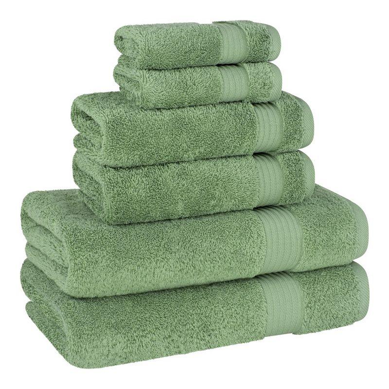 American Soft Linen Bekos 6 Piece Towel Set, 100% Cotton Bath Towel Set for Bathroom, Sage Green