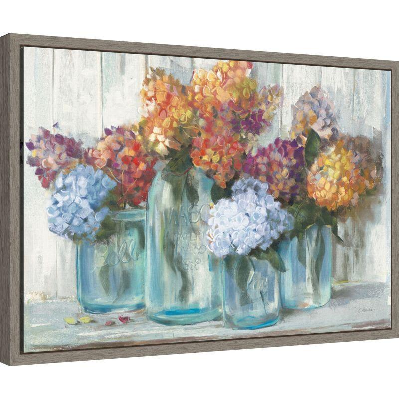 Rustic Fall Hydrangeas in Glass Jars Canvas Print