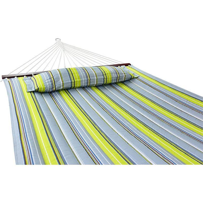 Sorbus 2-Person Stylish Hammock with Stand- 53" Large Cotton Outdoor Hammock- Spreader bars & Pillow Included- Heavy Duty 450lbs