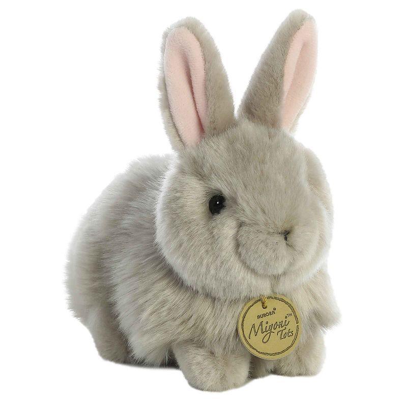 Aurora Small Angora Bunny Miyoni Realistic Stuffed Animal Grey 7.5"