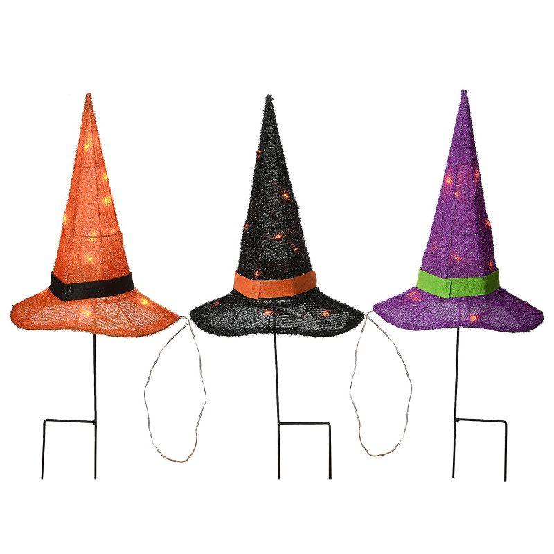 23" Prelit Multicolor Witch’s Hat Garden Stakes - National Tree Company