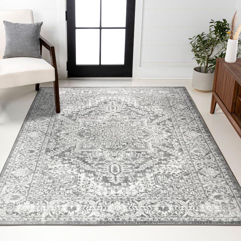 JONATHAN Y Modern Vintage Medallion Light Gray 5 ft. x 8 ft. Area Rug