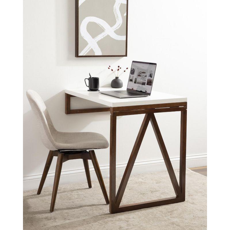 Kate and Laurel Truss Rectangle MDF Dining Table, 24x33x31, White and Walnut