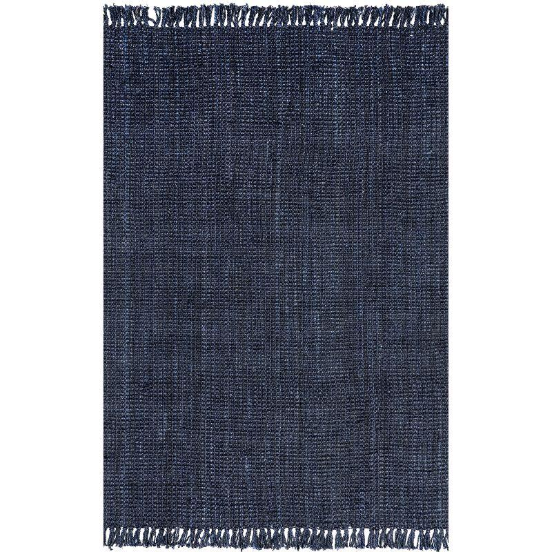 Handmade Navy Blue Braided Jute 6' x 9' Rectangular Rug