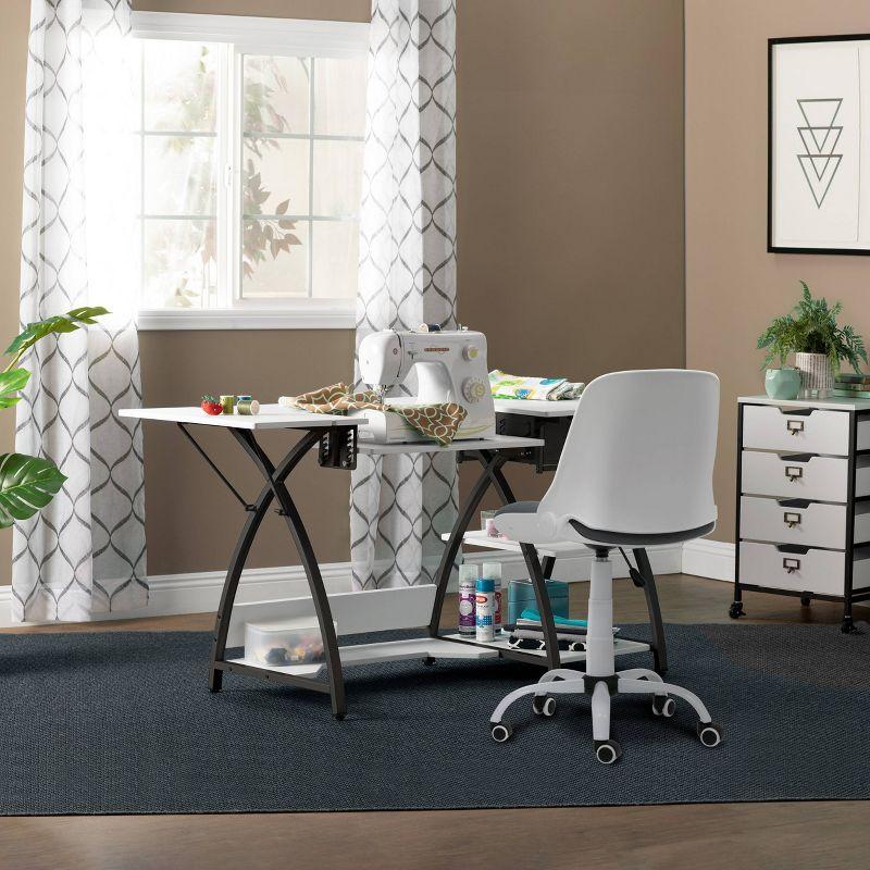 Comet Plus Adjustable Black and White Hobby Desk with Storage