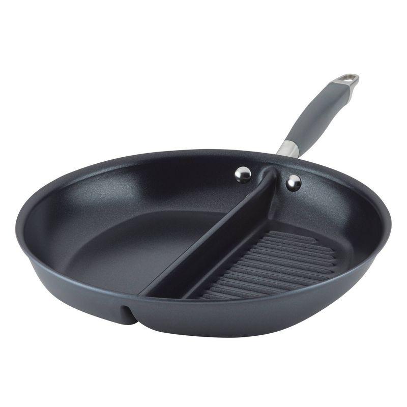 Anolon 12.5" Black Hard-Anodized Nonstick Divided Grill and Griddle Pan