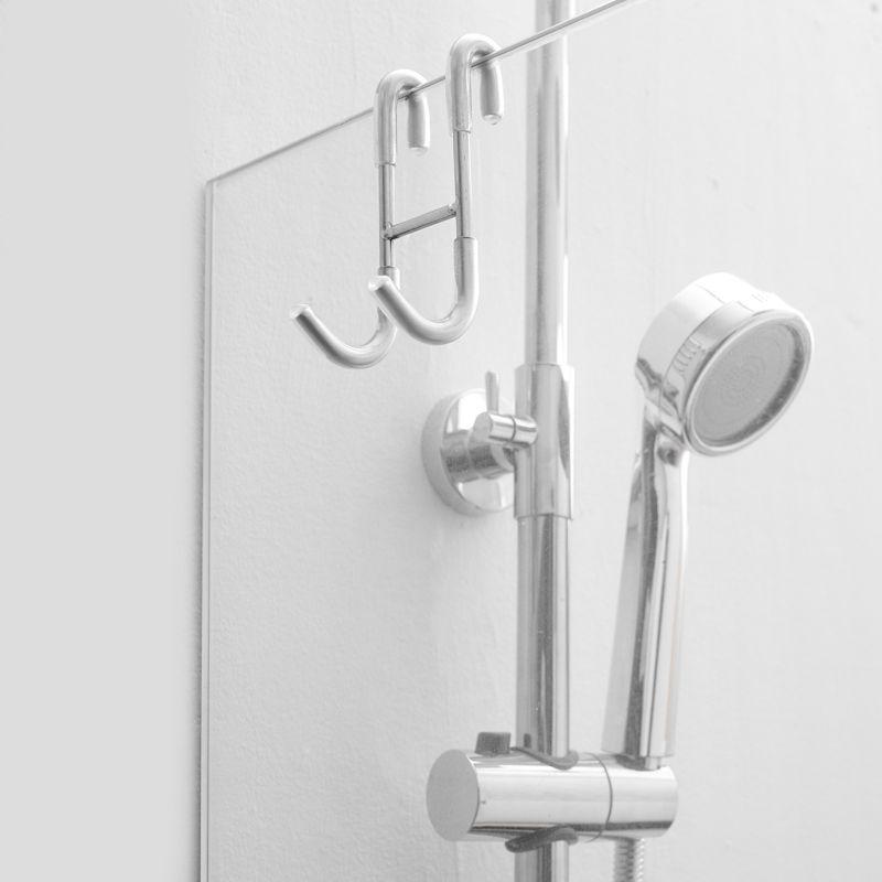 Frameless Bathroom Towel Hook Shower Glass Door Hook Drilling-Free J-Hook Stainless Steel Robe Hook