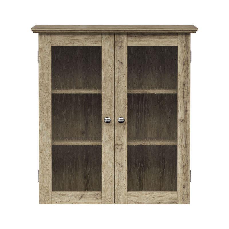 Teamson Home Connor Removable Two-Door Wall Cabinet with Adjustable Shelves, Light Oak