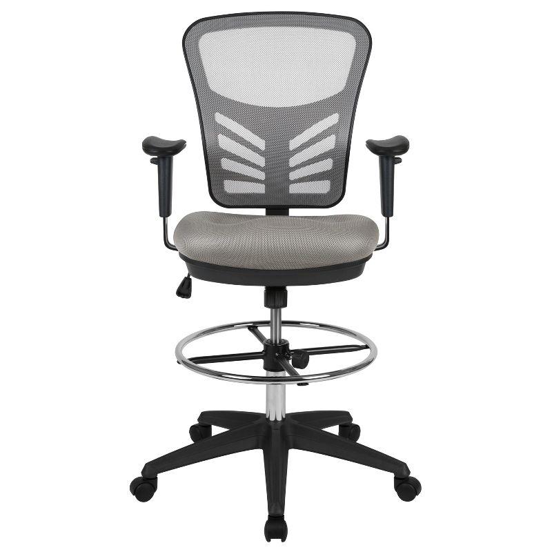 Flash Furniture Mid-Back Mesh Ergonomic Drafting Chair with Adjustable Chrome Foot Ring, Adjustable Arms