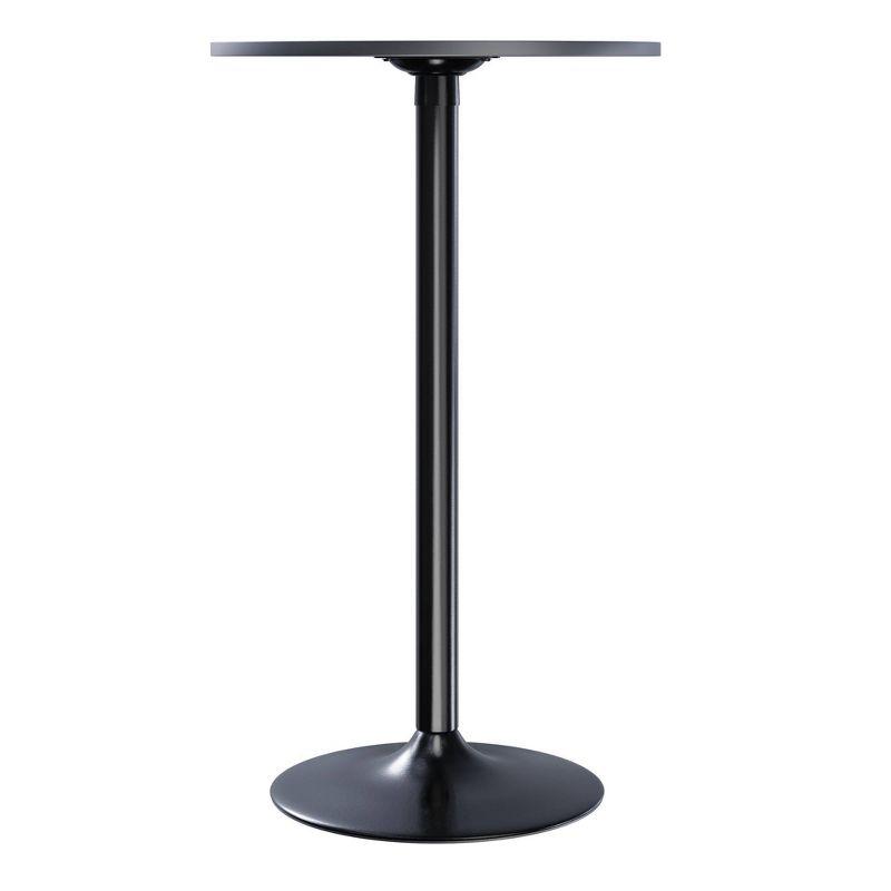 Winsome Obsidian Pub Table Bar Height Wood/Black: Contemporary Round Pedestal, MDF Composite