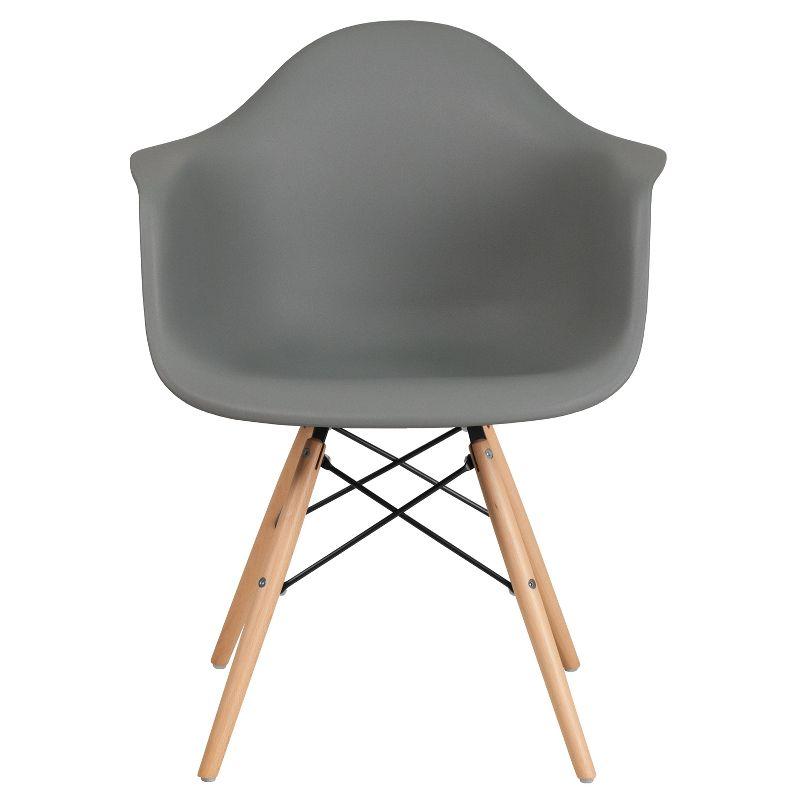 Moss Gray Polypropylene Accent Chair with Wooden Legs