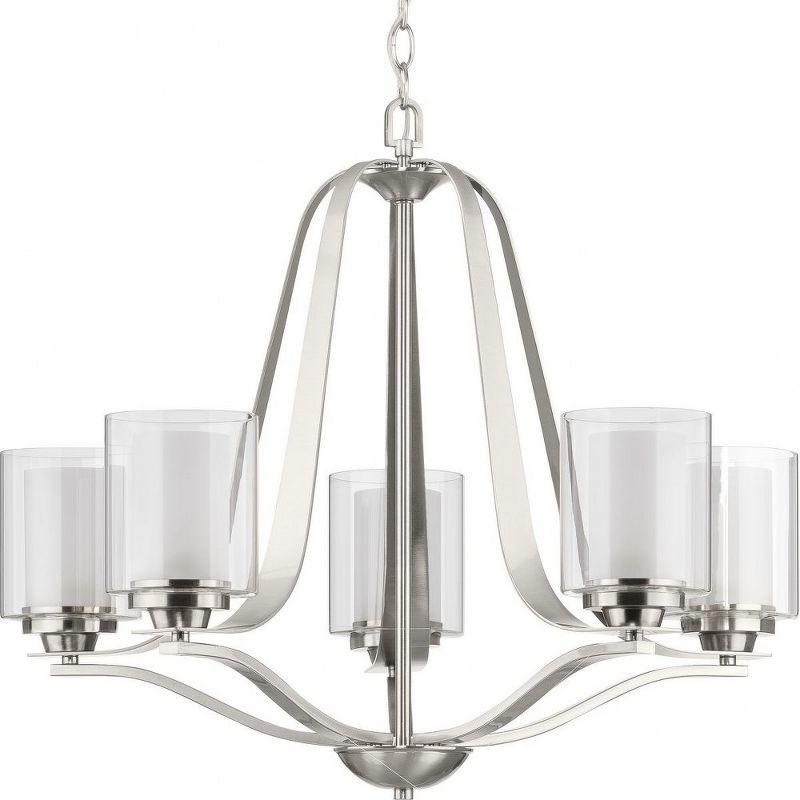 Progress Lighting Kene 5-Light Chandelier, Brushed Nickel, Etched Glass Shades