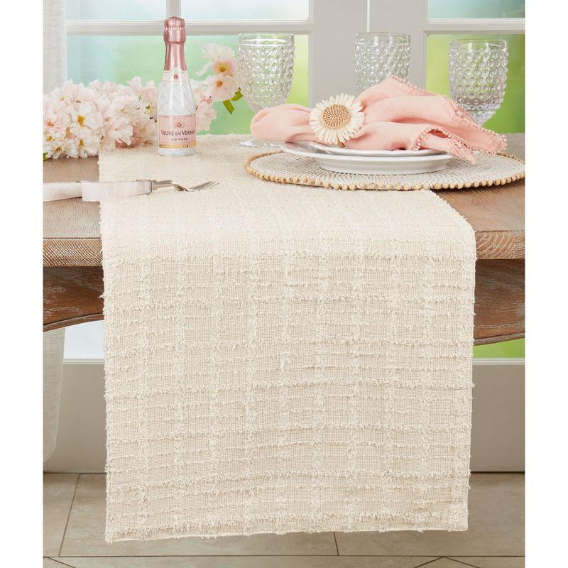 Saro Lifestyle Cotton Table Runner with Texture Design, 13"x72", Beige