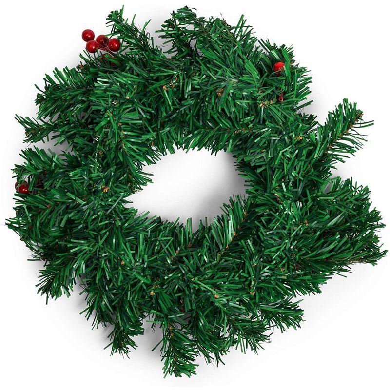 Okuna Outpost 12" Christmas Wreath - Artificial Pine Front Door Ornament Decoration