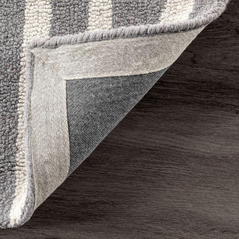 Nuloom Lemuel Geometric 8x10 Wool Indoor Area Rug for Living Room Bedroom Dining Room Kitchen, Grey/Ivory