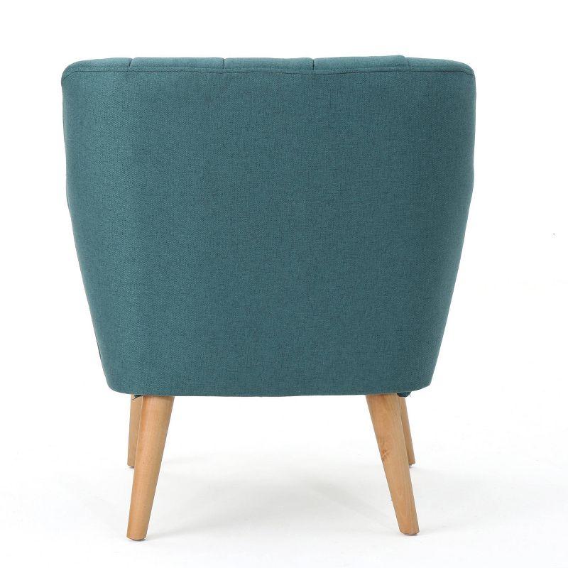 Merel Mid-Century Club Chair - Teal - Christopher Knight Home: Upholstered, Birch Wood Legs, Channel Stitching